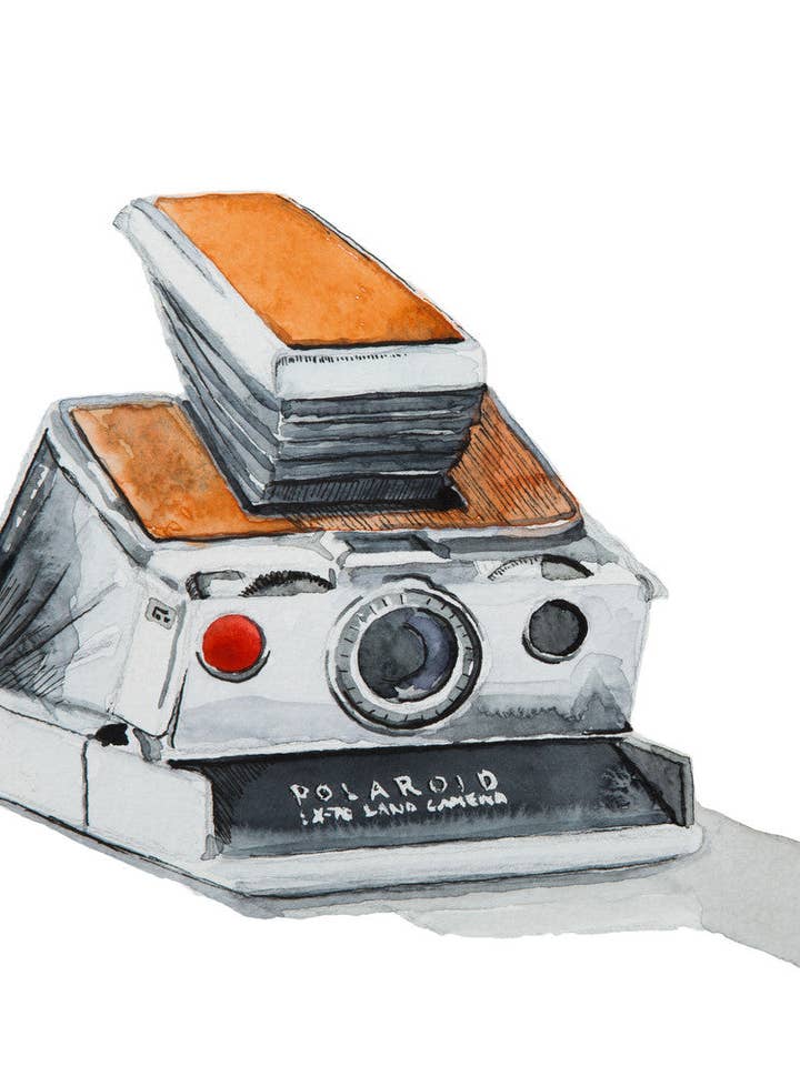 Câmera Polaroid SX-70, pintura em aquarela por atacado de Print Collection