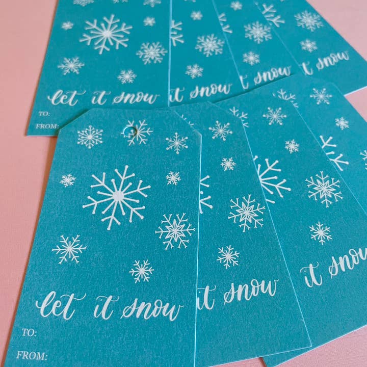 Let it Snow Gift Tag with Snowflakes | Set of 8 for wholesale by ECLetters