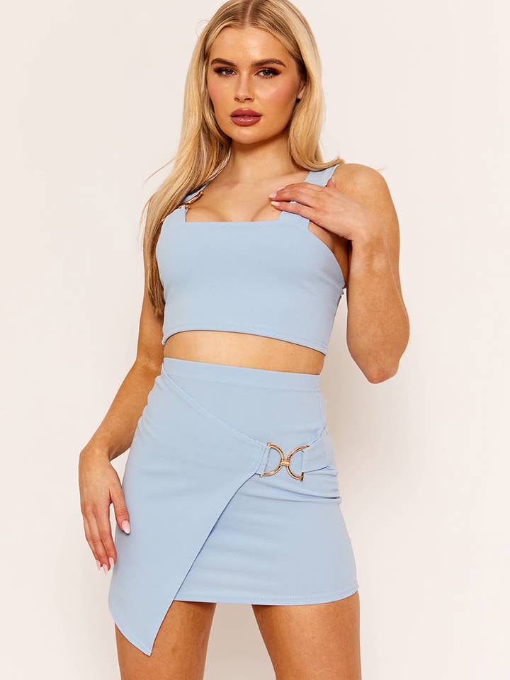 Celeb Olivia Wrap Over Buckle Skirt & Top Co-ord for wholesale by AX Labels