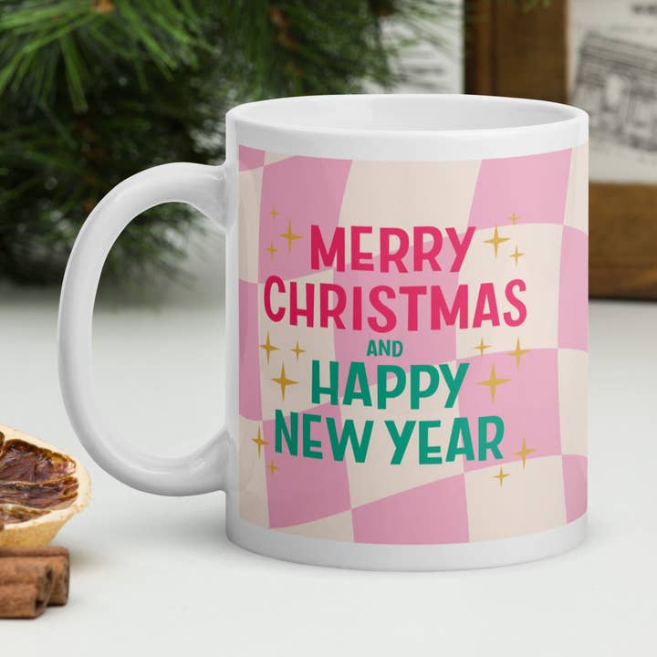 Retro Checkered Christmas Mug for wholesale by Jetpack Mugs