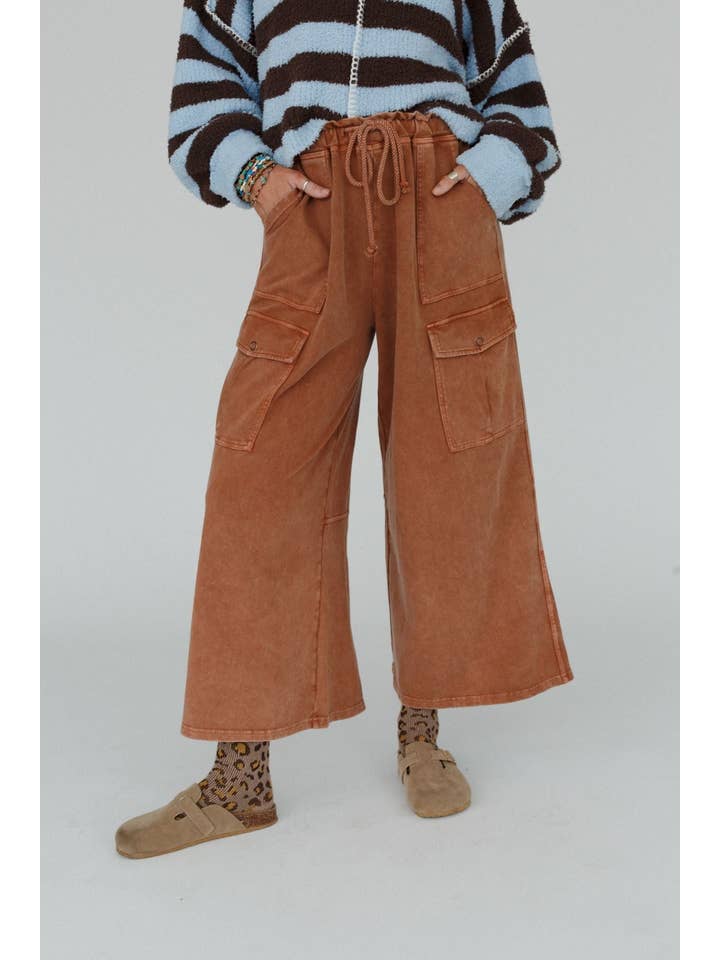 Three Bird Nest - Wholesale Pants - Women's - Cargo Cascade Wide Leg Pants - Copper