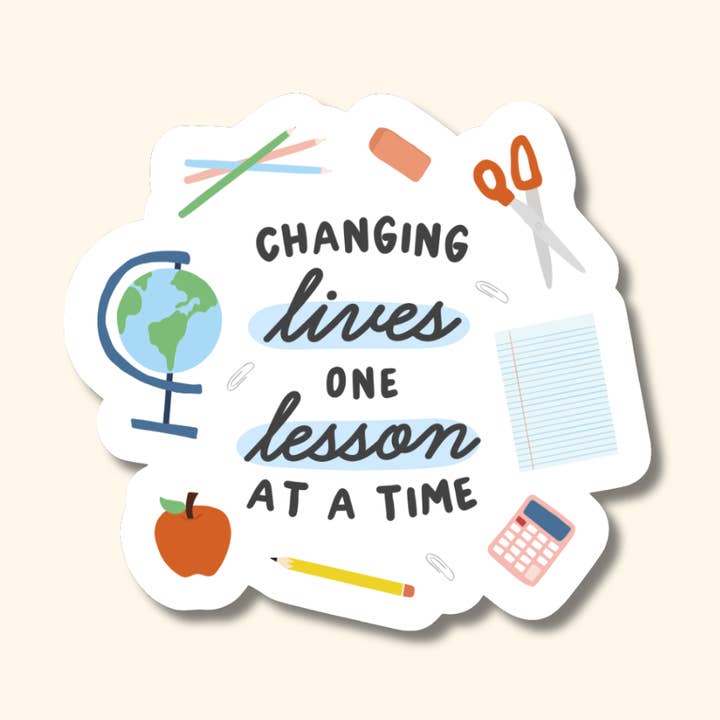 Autocollant "Une leçon à la fois", cadeau de remerciement pour enseignant pour la vente par Oh Happy Dani