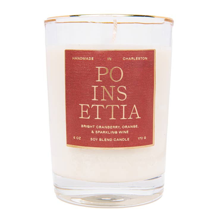 Rewined - Wholesale Jar/Filled Candle - Rewined Poinsettia Holiday Candle 6 oz2