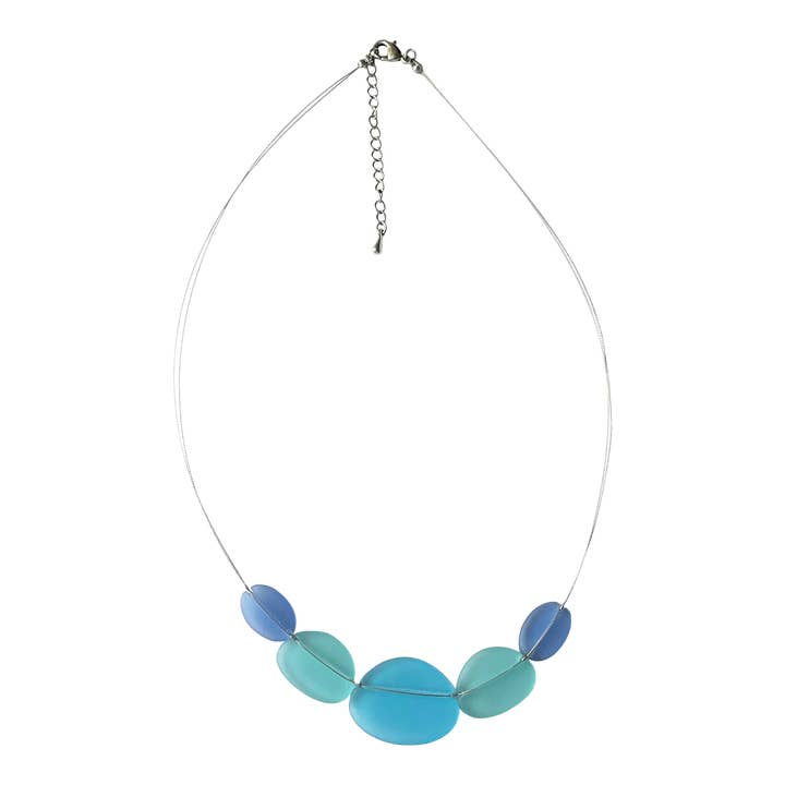 Sea Glass 5-Piece Collar Necklace-Blue, Aqua, Turquoise for wholesale by Kate Carr / PureNY Jewelry LLC