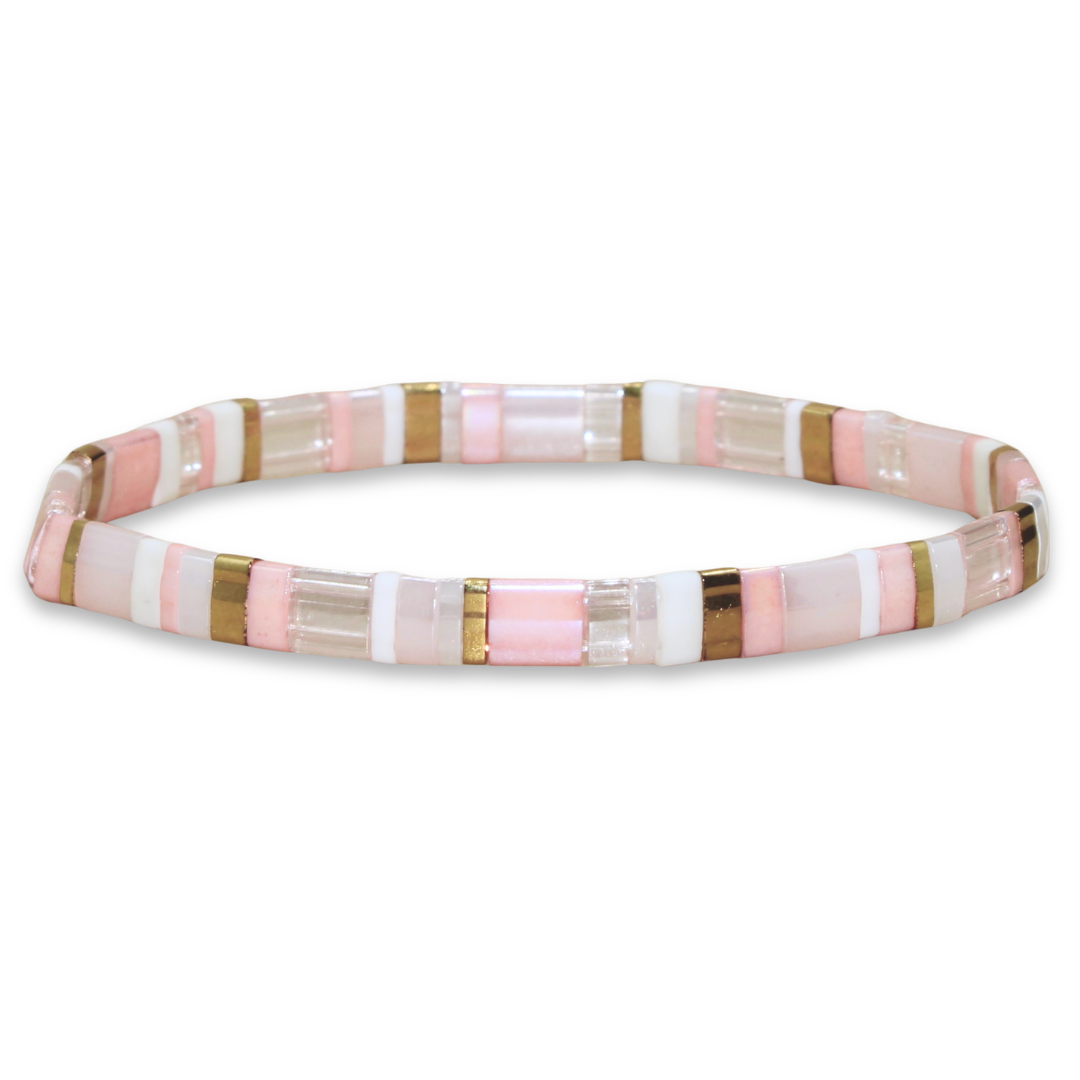 Myliu New York - Wholesale Beaded Bracelet - Blush Tila Beaded Bracelet Stack3