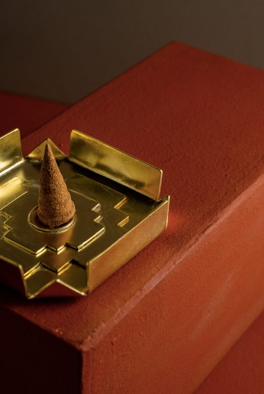 Golden Mandala Harmony: Nepali Handmade Brass Incense Holder  for wholesale on Faire1