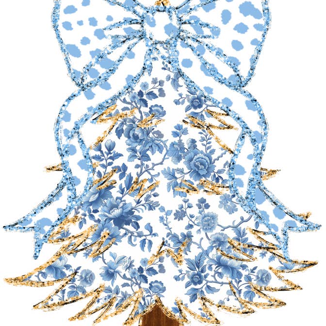 Blue Chenoise Christmas Tree DTF Transfer for wholesale by M2B Designs