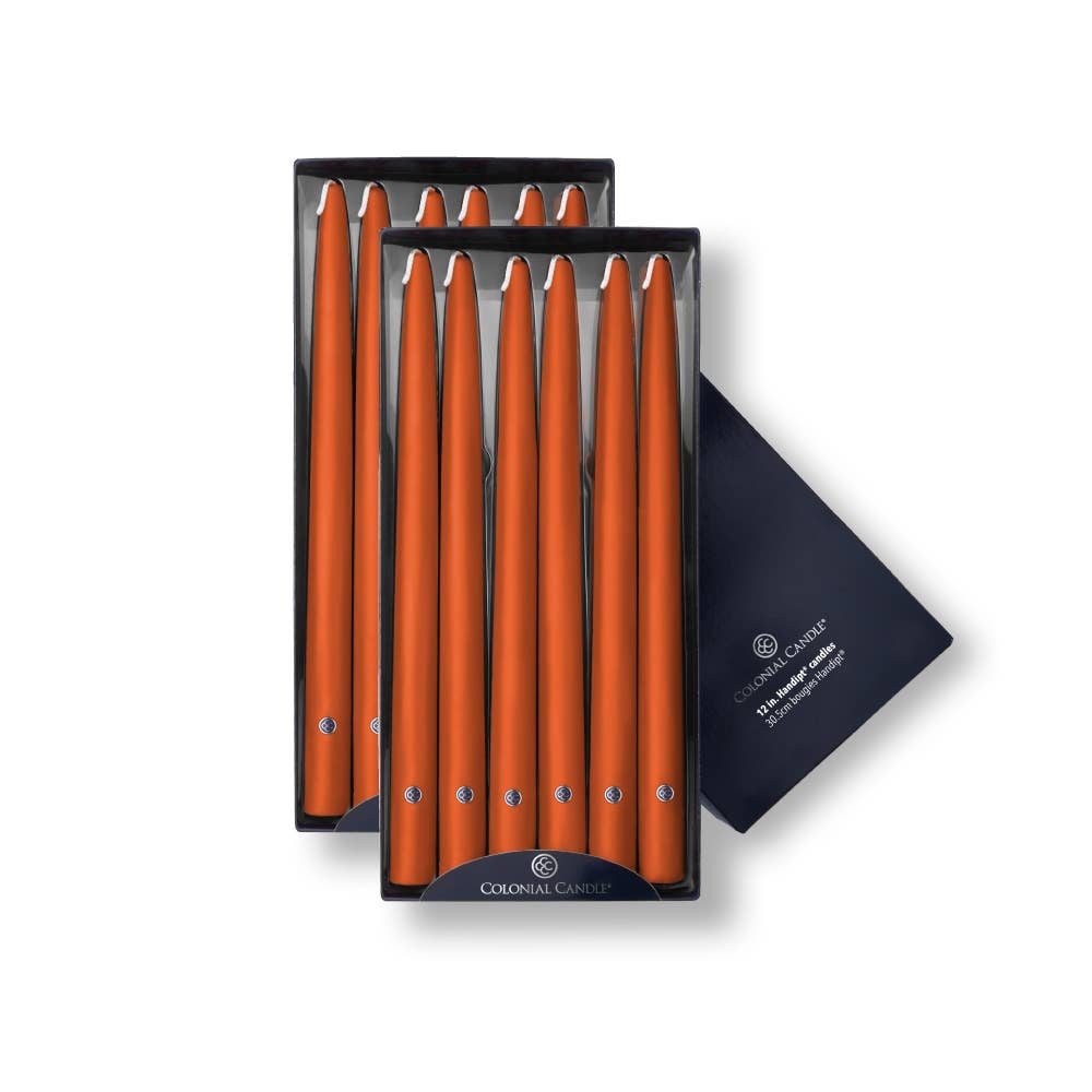 MVP Group International INC - Wholesale Tapered Candle/Candlestick - Pumpkin Unscented Handipt Taper Colonial Candle, 12 inch0