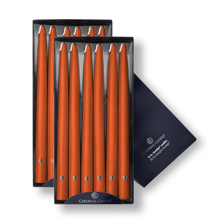 MVP Group International INC - Wholesale Tapered Candle/Candlestick - Pumpkin Unscented Handipt Taper Colonial Candle, 12 inch0