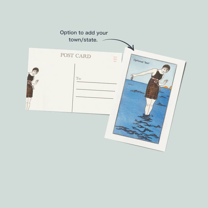 Vintage lady post card | Coastal post card for wholesale by Simply Northern