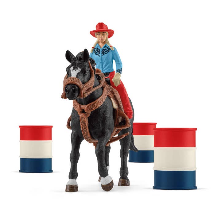 SCHLEICH Farm World Cowgirl Barrel Racing Fun Toy Playset (42576) for wholesale by Meroncourt Europe Ltd