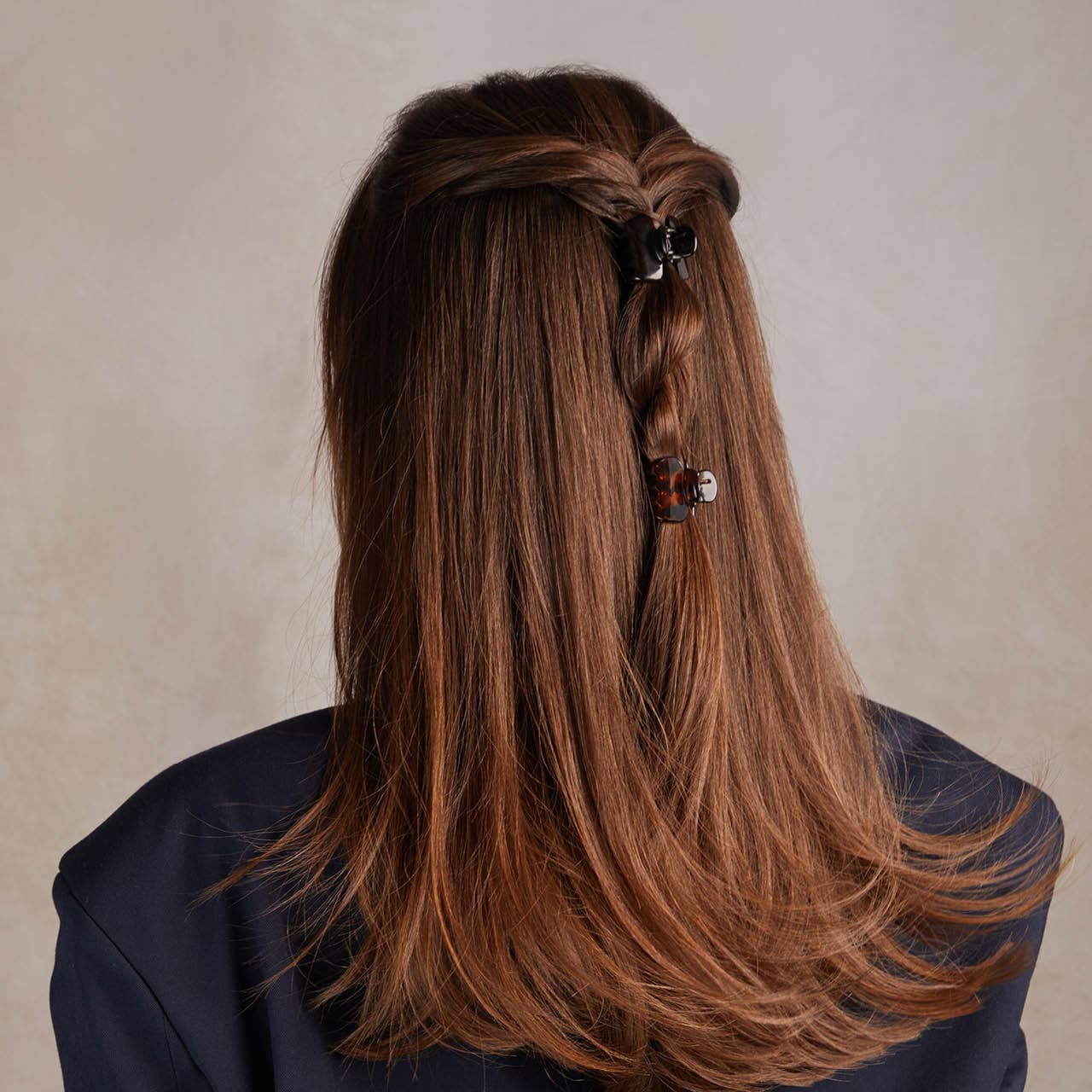 KITSCH - Wholesale Hair Clip - Women's -  Recycled Plastic Mini Puffy Claw Clips 6pc Set- Black/Tort2