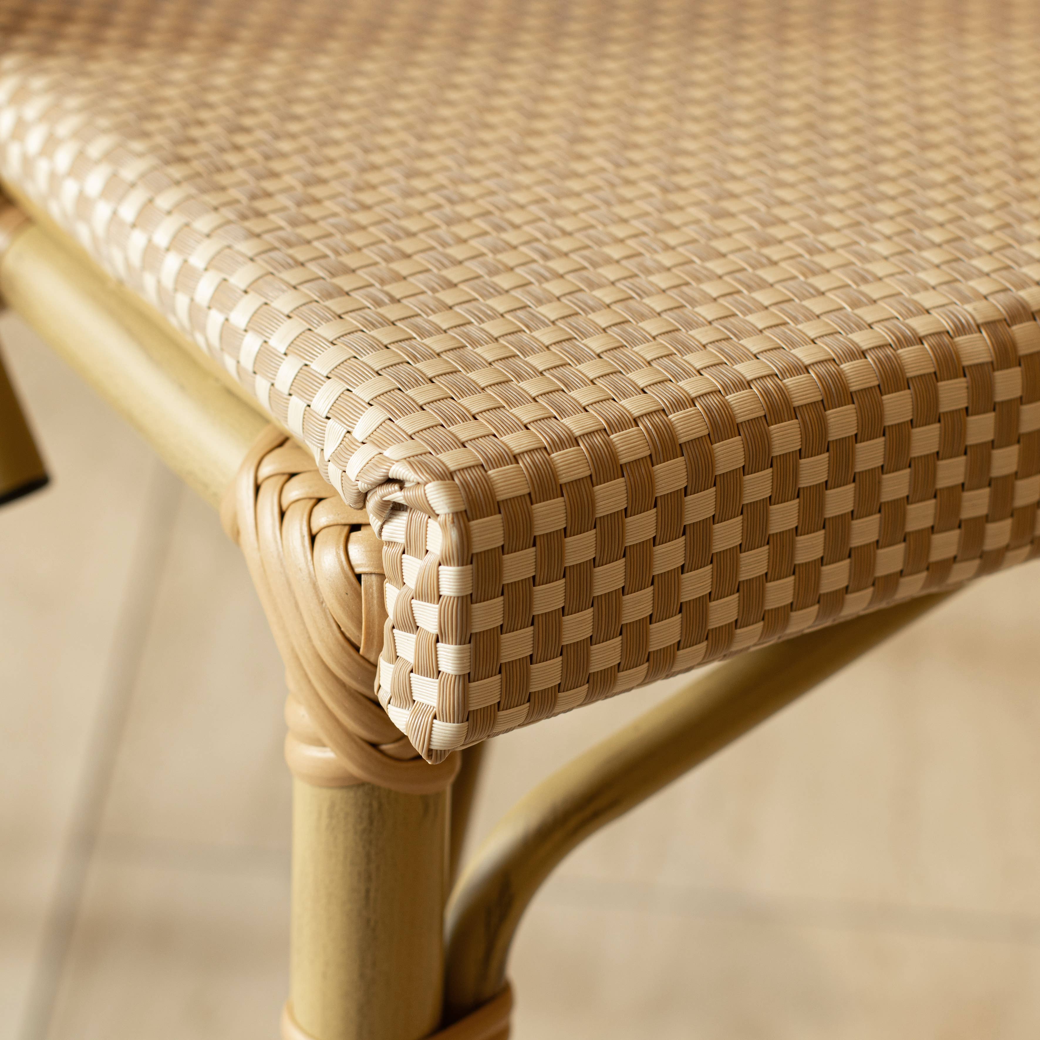 Now's Home - Vente Chaises - LOT 2 CHAISES EN TEXTILENE BEIGE ASPECT BAMBOU AMALFI3