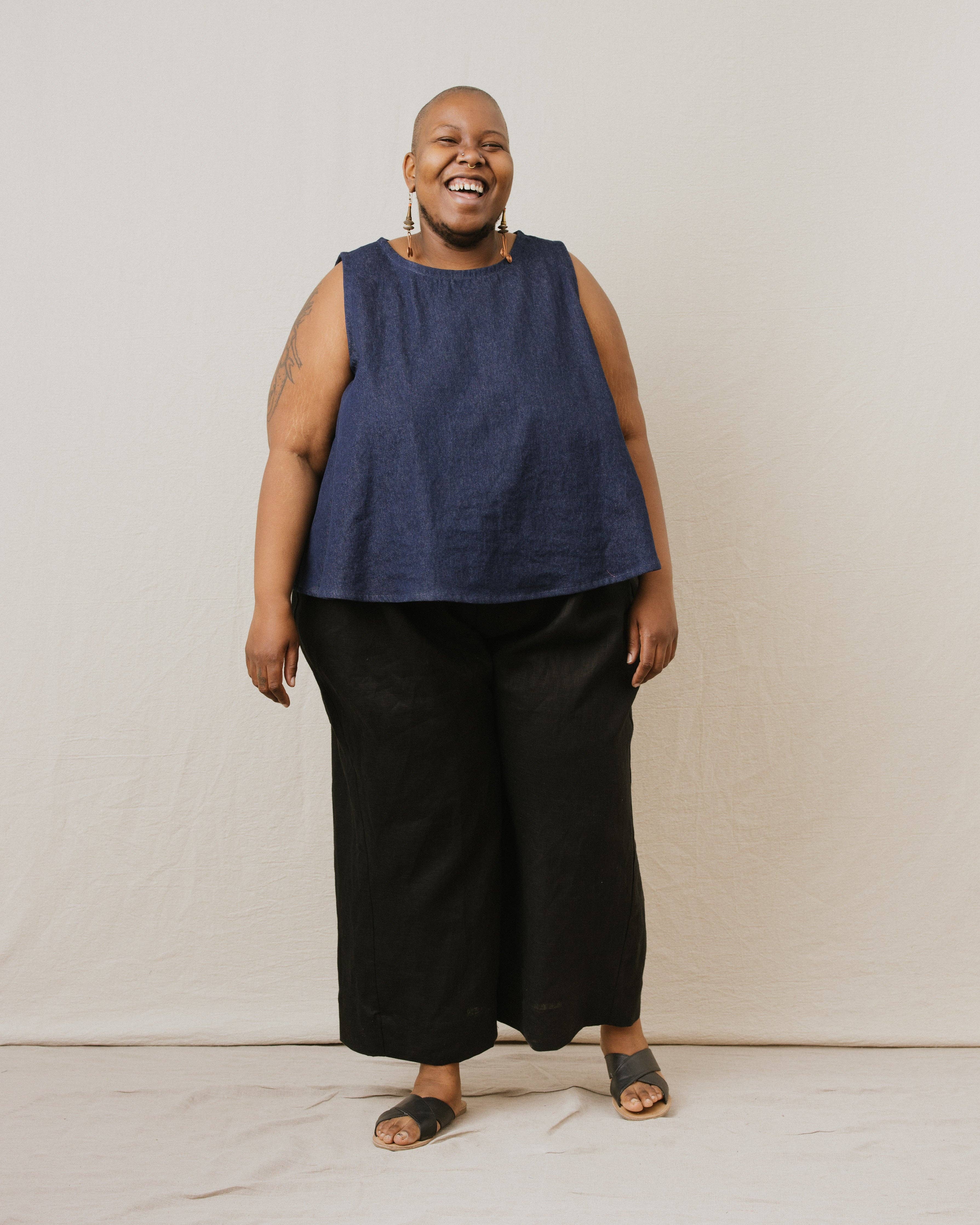 Nettle Studios - Wholesale Pants - Unisex - Size Inclusive Plus Size Wide Leg Elastic Pant Black Linen10