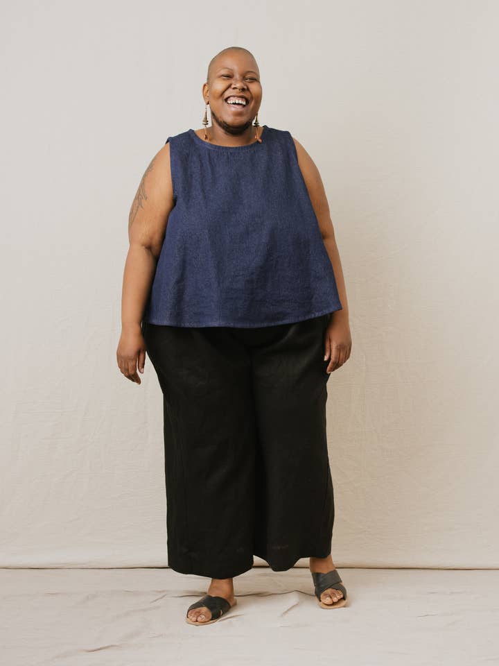 Nettle Studios - Wholesale Pants - Unisex - Size Inclusive Plus Size Wide Leg Elastic Pant Black Linen10