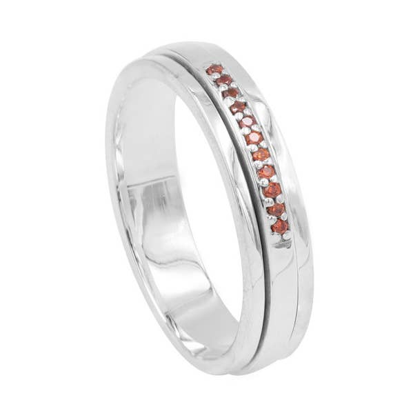 Anel Giratório com Zircônia Cúbica Granada: Joalharia em Prata Maciça 925 por atacado de Jay Jools