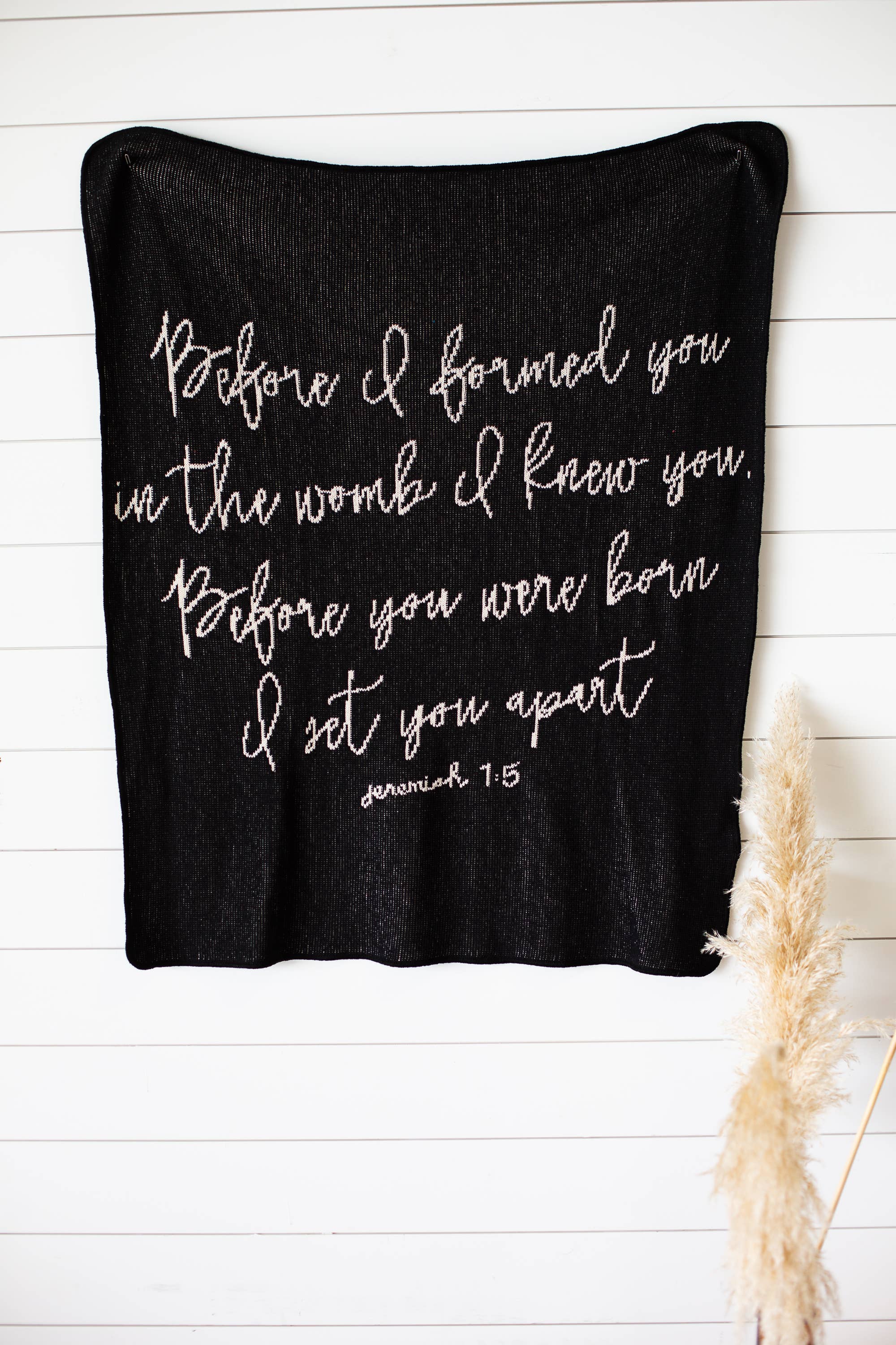 Modern Burlap – Engroshandel Tæppe – Lavet i USA | Jeremiah 1:5 Kast Blanket | Sort6