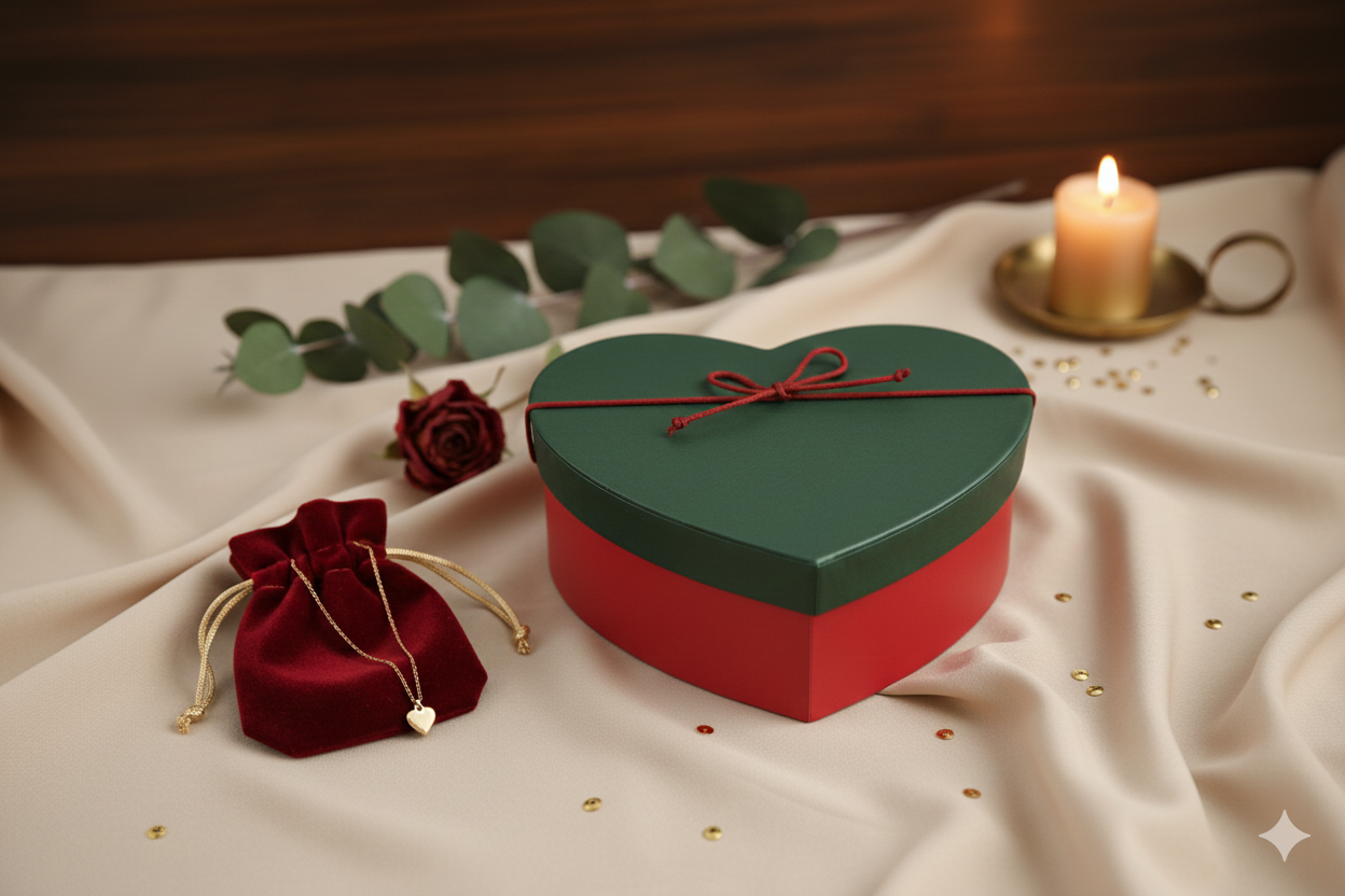 Emartbuy - Vendita all'ingrosso Confezioni regalo - Scatola regalo a forma di cuore di lusso rossa/verde - Singola (Taglie disponibili)7