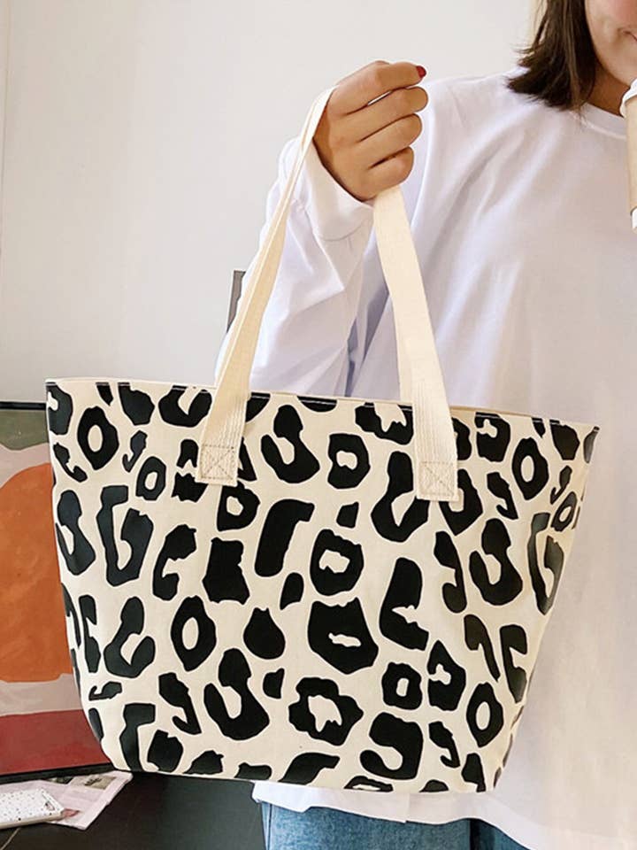 Spring 2026 Leopard Print Canvas Tote Bag Gifts for wholesale by 66DISCO