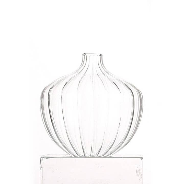 Sweet Home Deco – wholesale Vase – Ribbed Glass Bud Vases, Table Centerpiece Flower Vase, Clear1