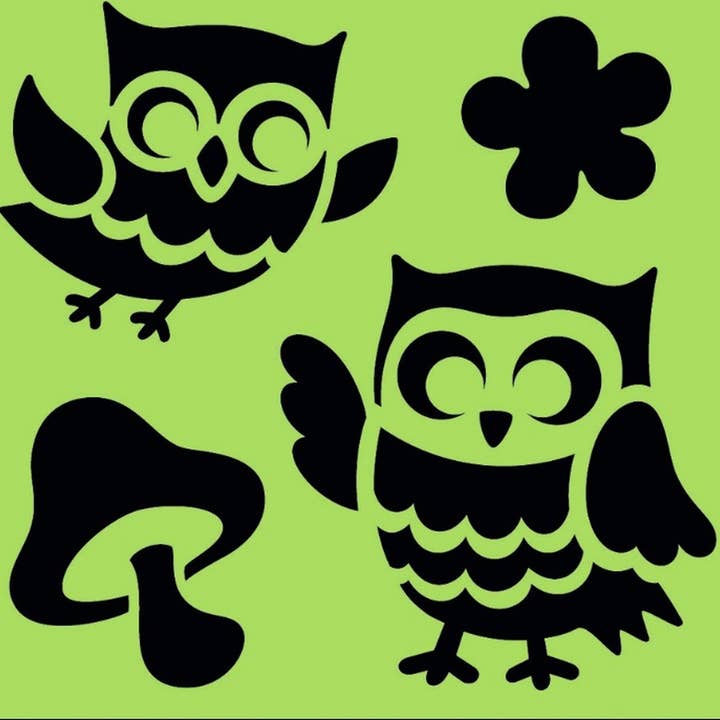 Sticker Varia - Wholesale Stencil/Craft Die - Owls Stencil - Drawing Stencil1
