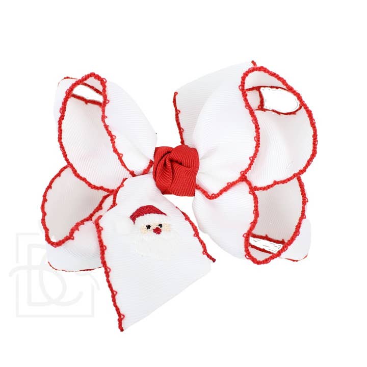 Beyond Creations, LLC - Wholesale Hair Bow - Kids - EMBROIDERED SANTA CROCHET EDGE BOWS2