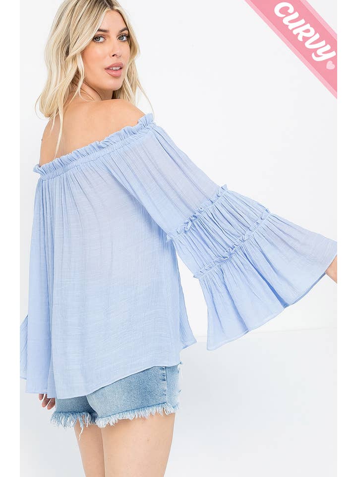 Sweet Lovely by Jen - Wholesale Blouse - Women's - PLUS SIZE OFF SHOULDER TIERED SLEEVE TOP16