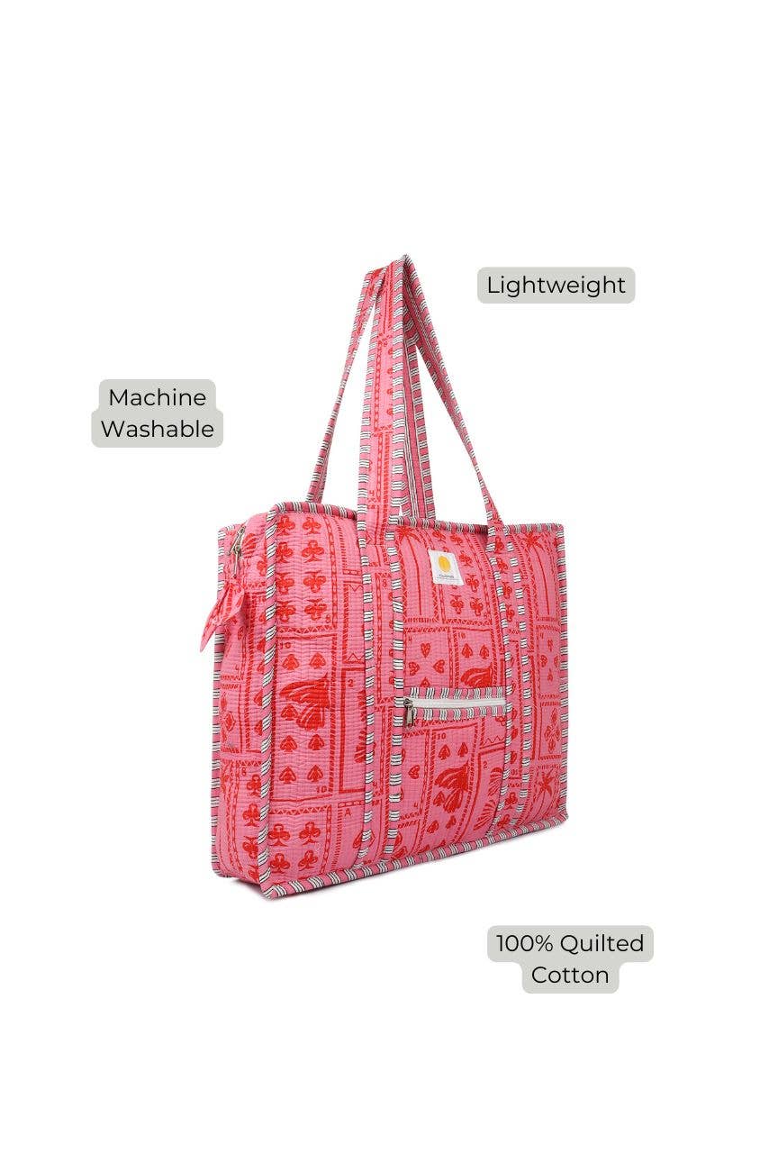 Hi Handmade - Wholesale Tote bag – Women's - Cotton Tote Bag With Zip - Pink Suits5