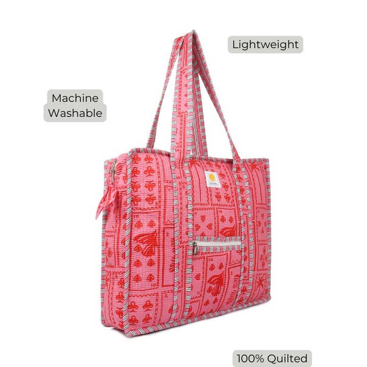 Hi Handmade - Wholesale Tote bag – Women's - Cotton Tote Bag With Zip - Pink Suits5