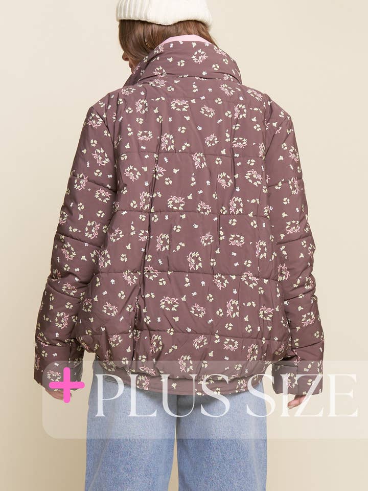 J.NNA - Wholesale Puffer Jacket - Women's - Bow Print Puffer Zipper Jacket5