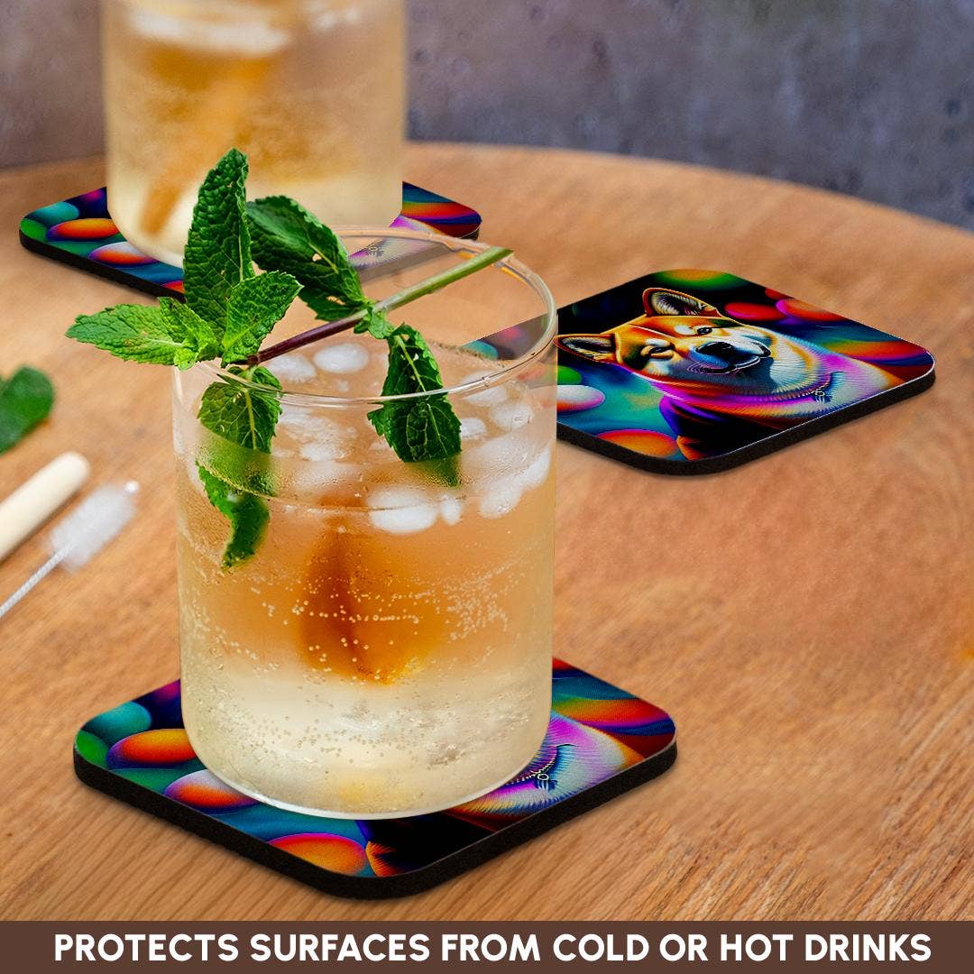 3dRose - Vendita all'ingrosso Sottobicchiere - 3dRose, Splendido ritratto di cane Shiba Inu. Regalo di pittura digitale fantasy, Sottobicchiere9