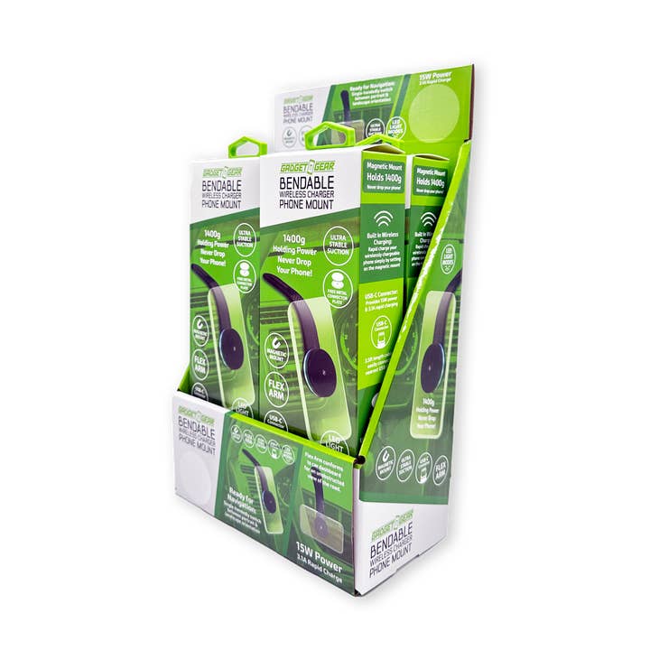 Bendable Wireless Charger Magnetic Phone Mount- 4/Pack for wholesale by Gadget Gear