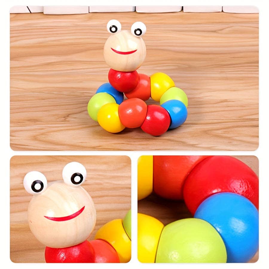 Toyarina - Wholesale Wood Toy - Kids - Montessori Wooden Caterpillar Piano Set Kids Toy - Assorted3