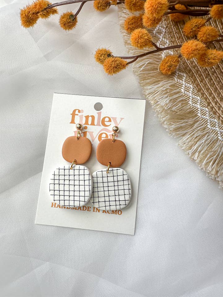 Handmade Polymer Clay Earrings | Unique Gifts for Her | Hypoallergenic Dangles | Baker | Honey + Gridlines for wholesale by Finley River | Trendy Polymer Clay Earrings | Hypoallergenic