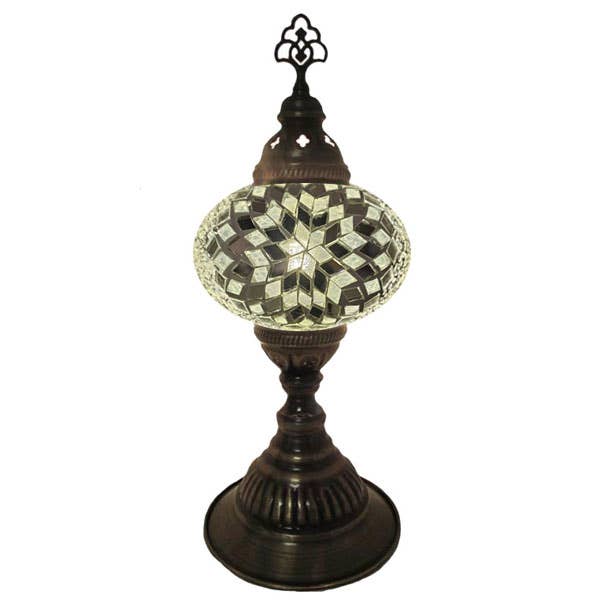 Mosaic Desk Lamp - White Star with Side Panels for wholesale by Access by Mediterranean Concepts