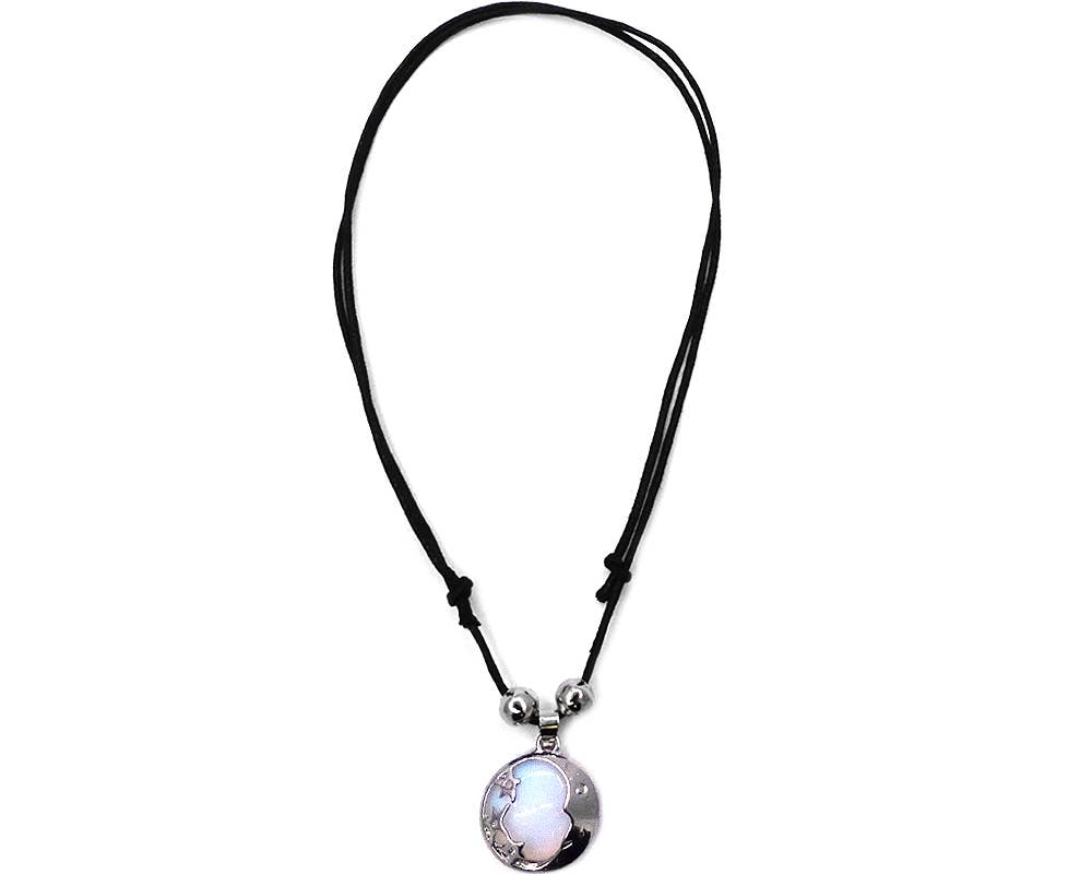 Pichincha - Wholesale Pendant/Charm Necklace - Round Metal Moon and Stars Stone Pendant Adjustable Necklace3