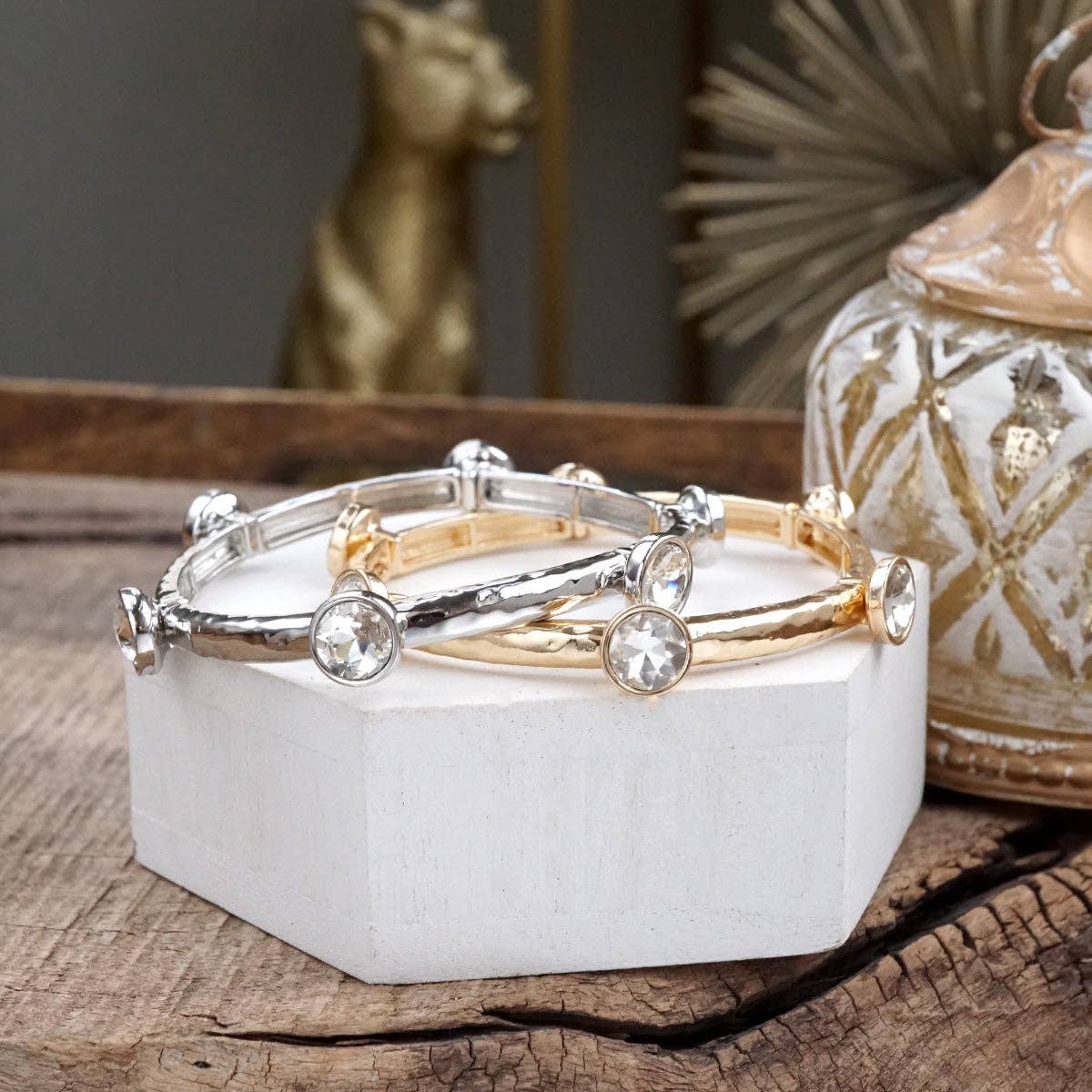 PennyLine inc - Wholesale Bangle Bracelet - Sparkly clear crystals bangle in Gold Or Silver Tone8