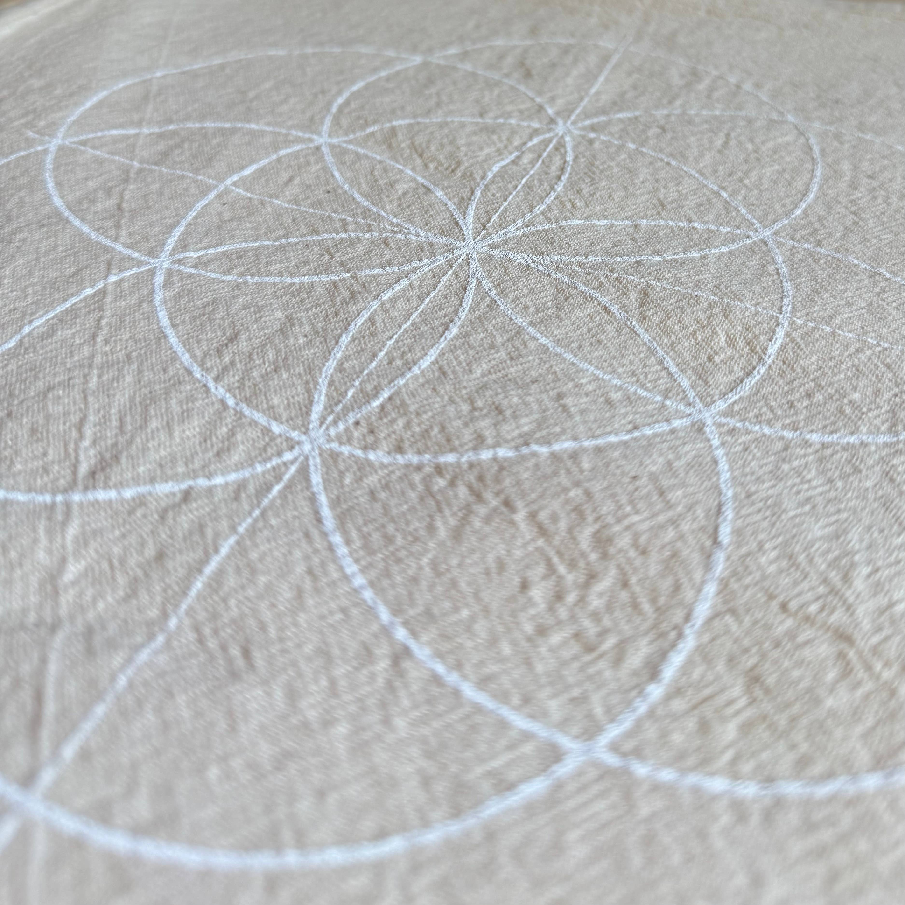Crystal Grids - Wholesale Meditation Supplies - Seed of Life white ink, Crystal Grid Cloth, Alter Cloth7