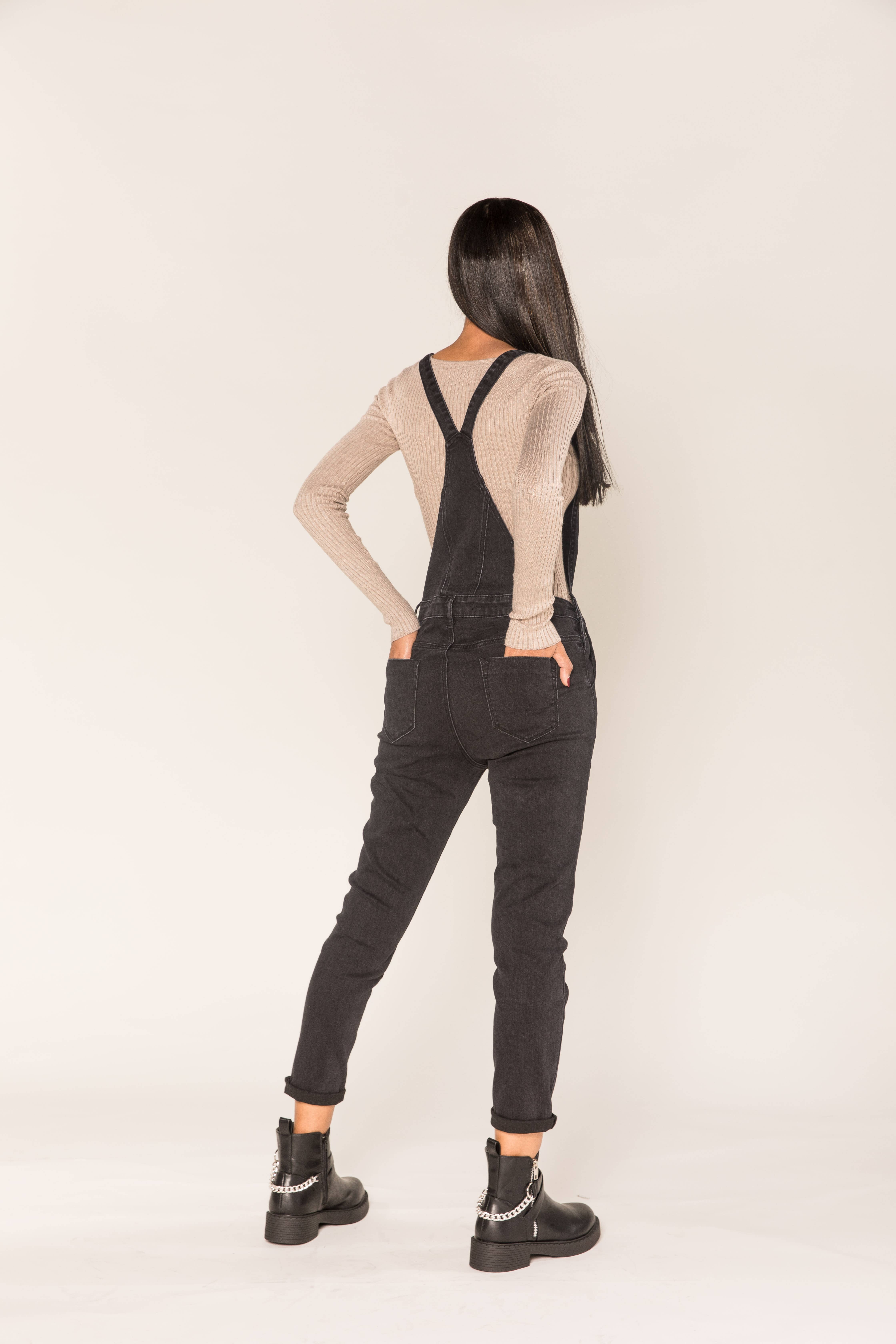 Nina Carter - Wholesale Overalls - Women's - S512 wide stretch boyfriend jean denim overalls22