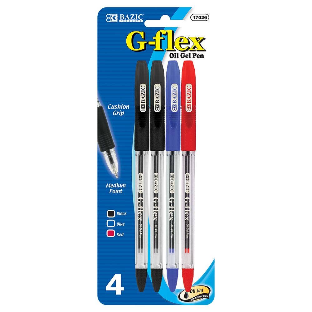 Luna Office Supply -  Everyday Essential – wholesale Pen – G Flex Oil Gel Ink Pen w Cushion Grip - Pack of 42