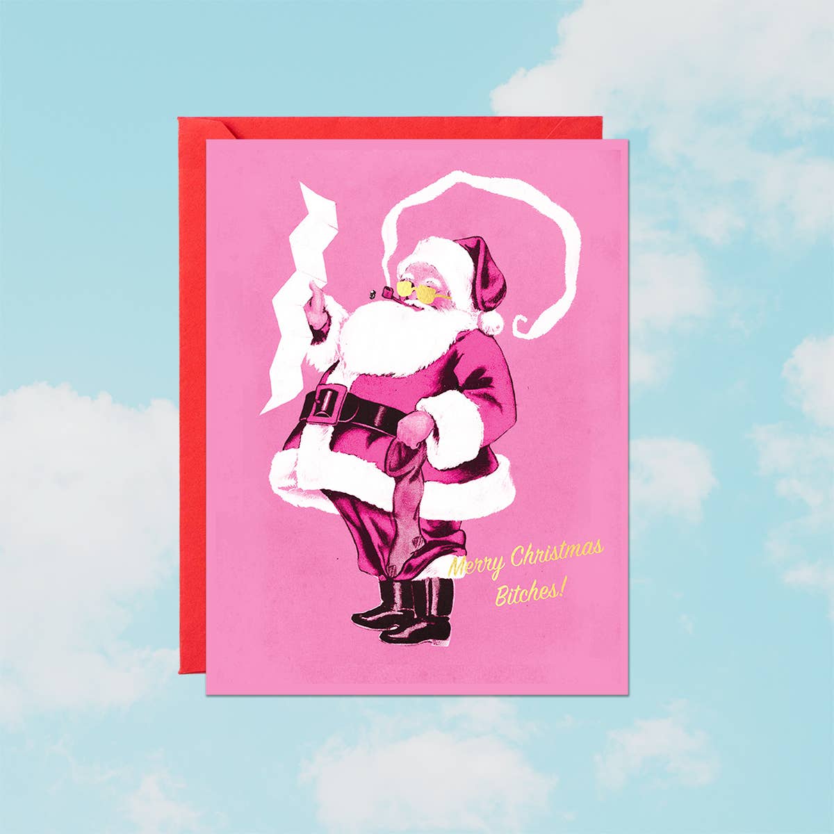 Party Mountain Paper co. - Wholesale Christmas Card - Sassy Santa Foil Card | Christmas Card1