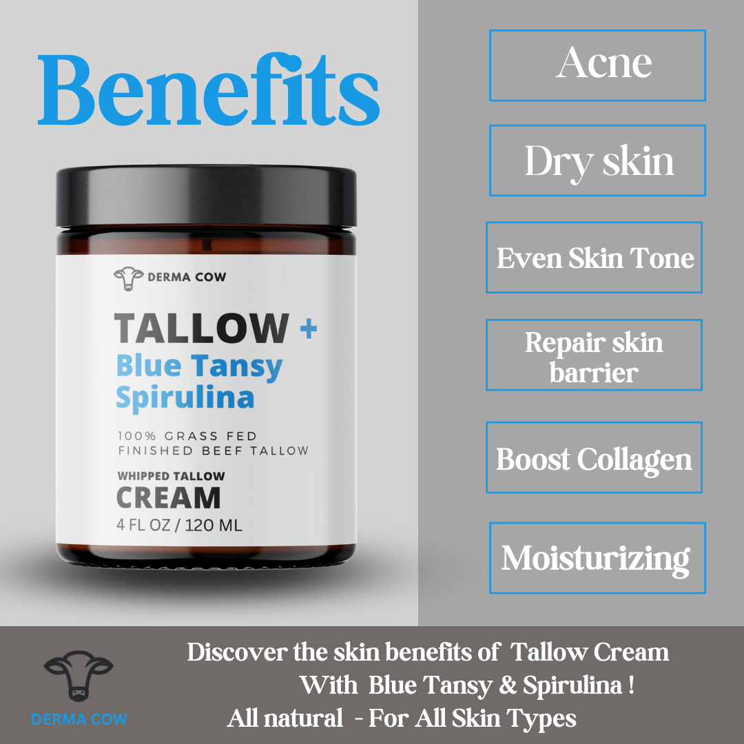 Derma Cow - Wholesale Body Cream/Lotion - Whipped Tallow Cream + Blue Tansy and Spirulina 2