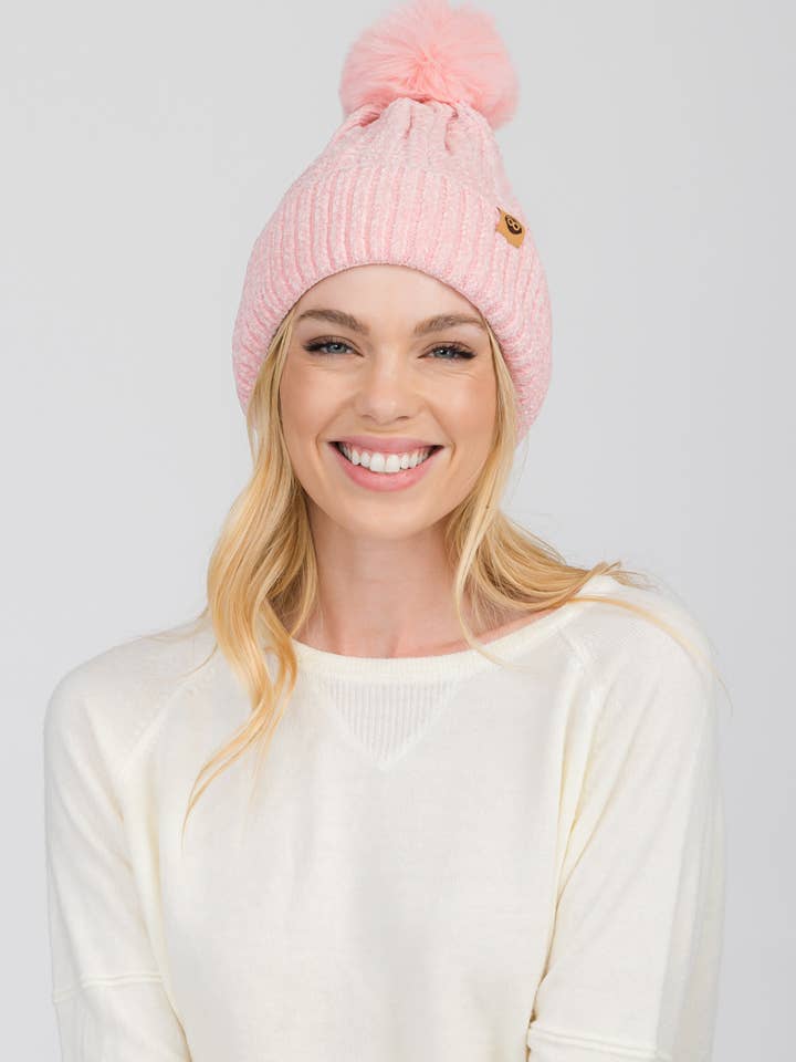 Twisted Cable Fleece Lined Knit Soft Beanie for wholesale by Honey J
