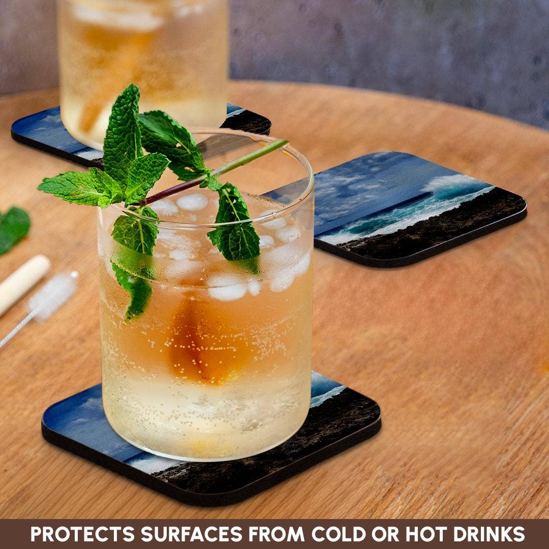 3dRose - Vente Sous-verre - 3dRose, Photo de vagues s'écrasant sur le rivage de la côte d'Aruba. , Dessous de verre9