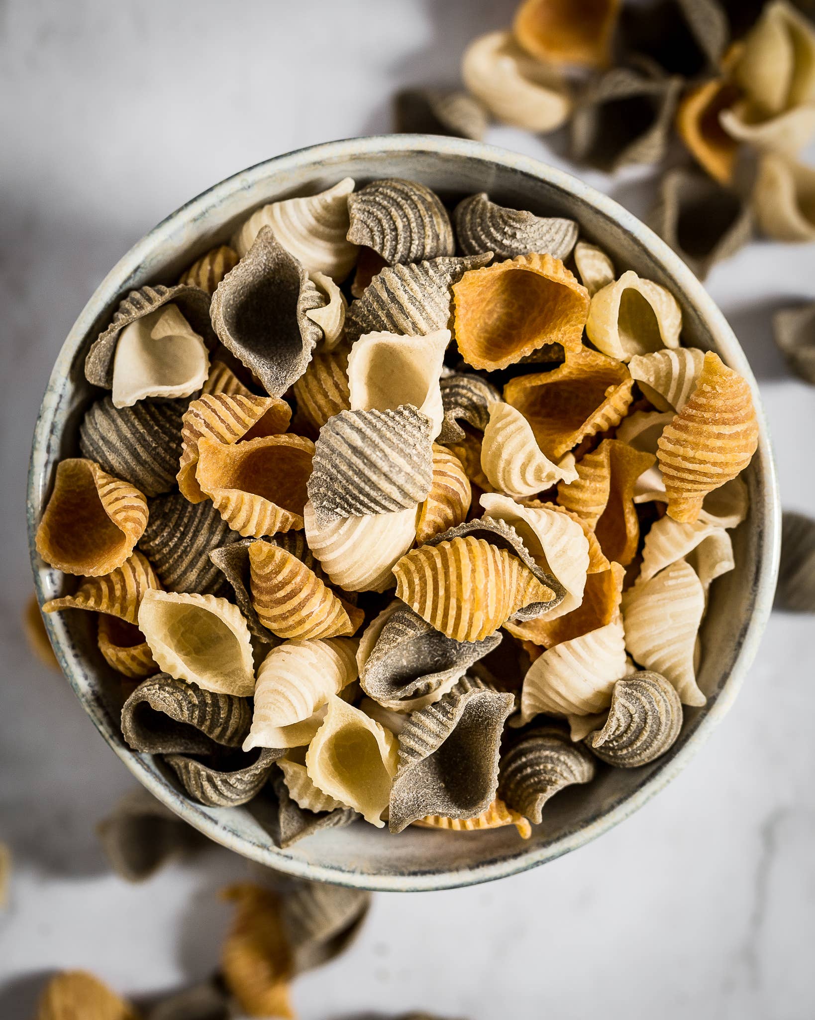 Les Pâtes des Frangines - Wholesale Pasta - Tomato & Basil Frangine Pasta - Tricolored Shellfish - 350Gr1