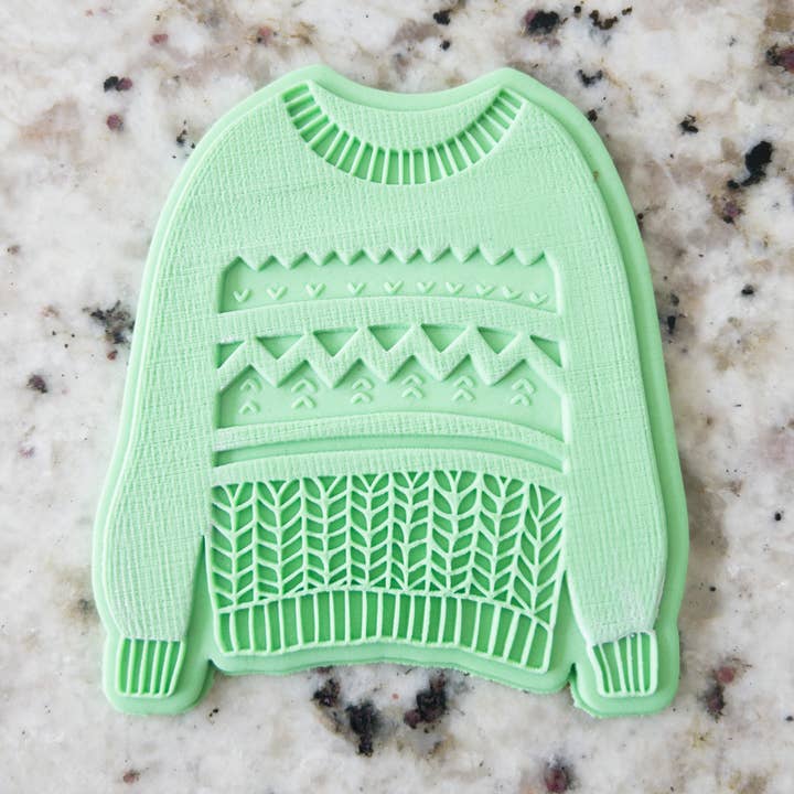 Tampon et emporte-pièce à biscuits Christmas Jumper pour la vente par Cut Bake Stamp
