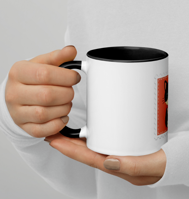 EME regalos – Caneca por atacado – Chávena gatinho cor interior preto2