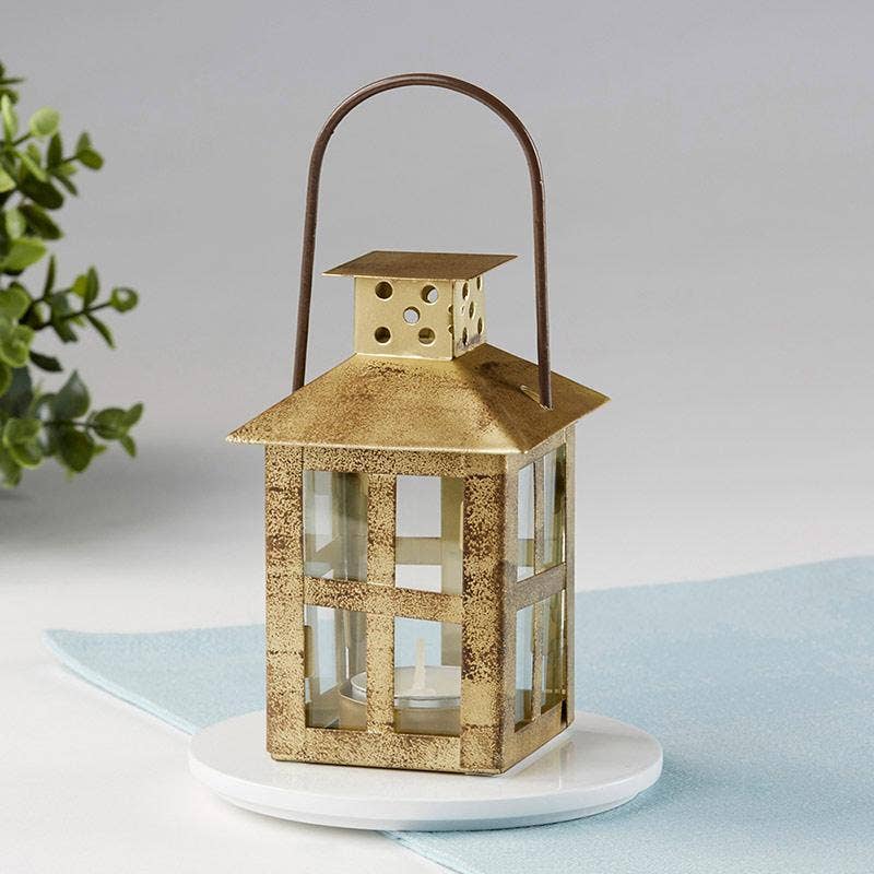 Kate Aspen - Wholesale Lantern - Vintage Antique Gold Distressed Lantern - Small3