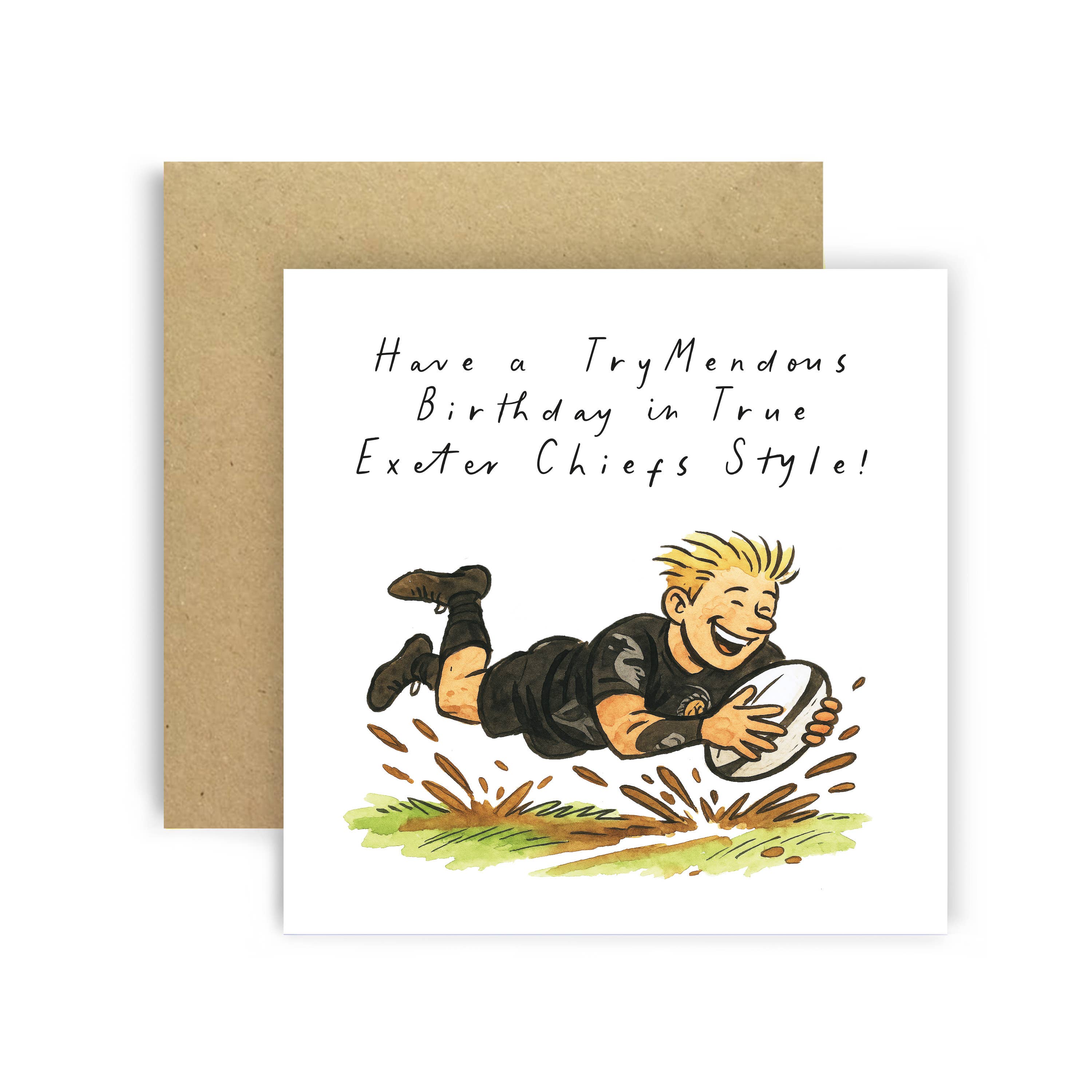 Huxters – wholesale Everyday greeting card – Rugby Birthday Card – Exeter Chiefs Trymendous Style0