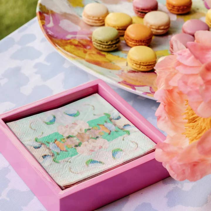 Laura Park Designs - Wholesale Disposable Napkin - Monet's Garden Green Cocktail Napkins1